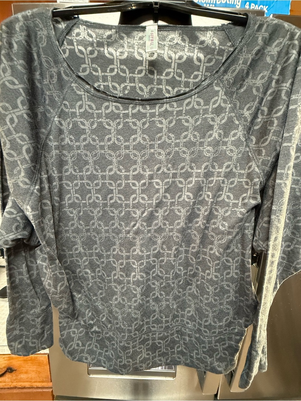 Soybu Dark Gray Chain-Link Pattern Pullover